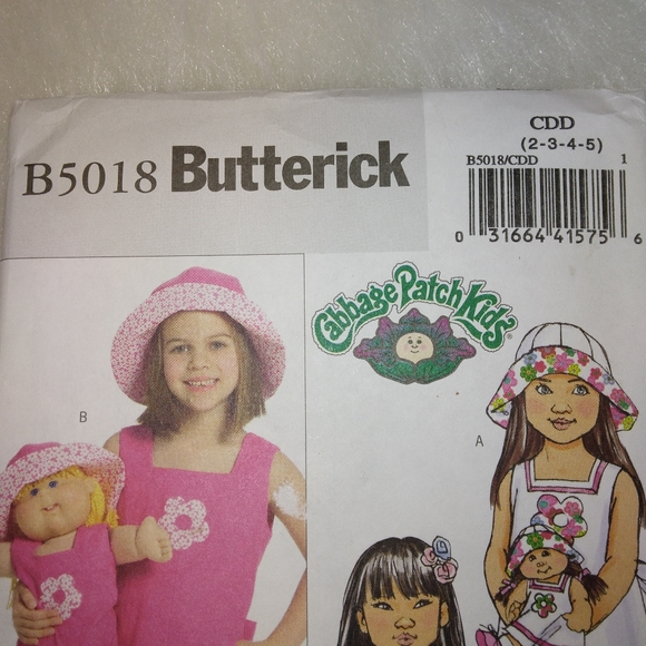 Butterick B5018 Dress, jumpsuit,  hat for child, Clothes for Cabbage Patch CPK - Picture 2 of 6